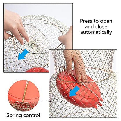 Floatable Galvanized Steel Wire Fish Basket, Collapsible Floatable Wire Fishing Basket, Portable Floating Fishing Net Baskets, Robust and Easy to Use