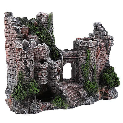 Aquarium Castle Decoration,Betta House Hide Castle,Simulation Resin Hide House Fish Tank Aquarium Ornaments Decor