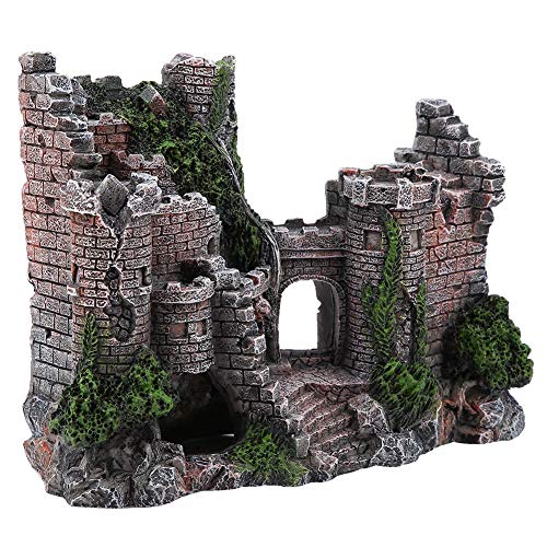 Aquarium Castle Decoration,Betta House Hide Castle,Simulation Resin Hide House Fish Tank Aquarium Ornaments Decor