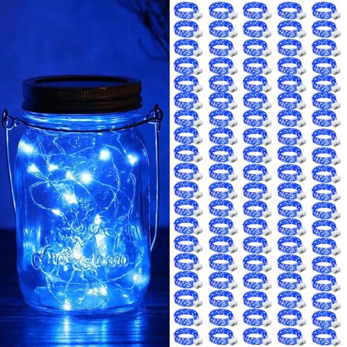 ZGWJ 100 Pack Fairy Lights Battery Operated, 7ft 20 Mini LED Fairy String Lights Silver Wire 3 Modes for DIY, Parties, Wedding, Bedroom, Halloween Christmas Decoration Blue - color: Blue, size: 100