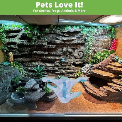 Mushroom Decor for Reptile Tank, Fish Tank, Pet-Safe Bearded Dragon Tank Accessories, Realistic Terrarium Plants for Leopard Geckos, Crested Geckos, Tree Frogs, Snakes (Lagoon, Shelf Cap)