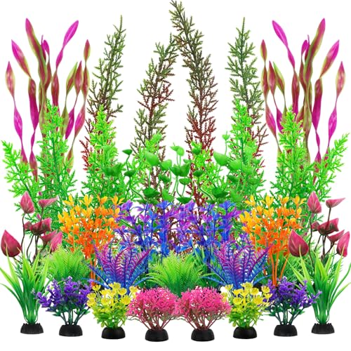 25pcs Colorful Aquarium Artificial Plastic Plants Decoration, Grass Aquarium Decor Set, Fish Tank Decorations Hides Accessories
