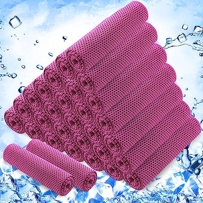Hosuly 30 Pack Cooling Towels 40"x12" - color: Rose Red
