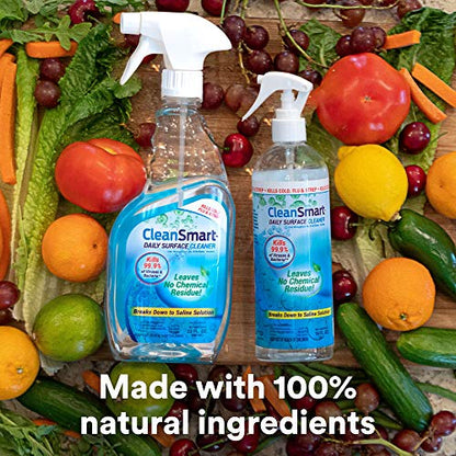 CleanSmart Daily Surface Cleaner and Pet-Safe Disinfectant, 16 oz (3 pack) | Hypochlorous Acid Spray Kills 99.9% of Viruses and Bacteria, No Harsh Residue, Food Contact Surface Sanitizer, No Rinse - size: 16 Fl Oz (Pack of 3)