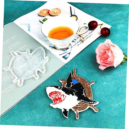 Shark Coaster Silicone Mold for DIY Cup Mats Easy Demould Smooth Finish Durable Resin Crafting for Home Decor and Gifts
