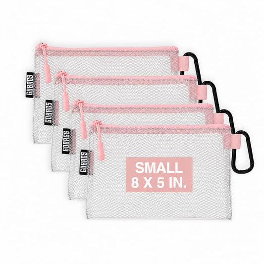 Air Production Small Clear Zipper Pouch (4-Pack) – Cable Organizer & Travel Gear Bag for Electronics, Camera Accessories, Tool Pouch & Small Tech Storage (Pink) - color: Pink, size: Small