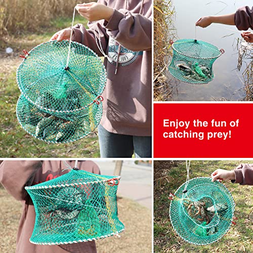 Crab Spring Trap 2 pcs - Bait Trap for Lobster, Crawfish, Shrimp, Portable Folding Collapsible Fishing Traps Nets Fishing Accessories - style: 2pcs X Crab Trap - Large