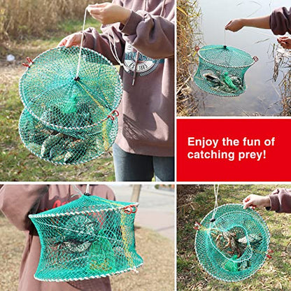 Crab Spring Trap 2 pcs - Bait Trap for Lobster, Crawfish, Shrimp, Portable Folding Collapsible Fishing Traps Nets Fishing Accessories - style: 2pcs X Crab Trap - Large