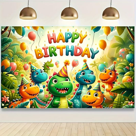 Dinosaur Happy Birthday Party Banner 71X43Inch Large Colorful Cartoon Dino JungleTheme Decoration for Kids Birthday Party Supplies Boys Girls Outdoor Indoor Wall Decor - color: Cute Dinosaur