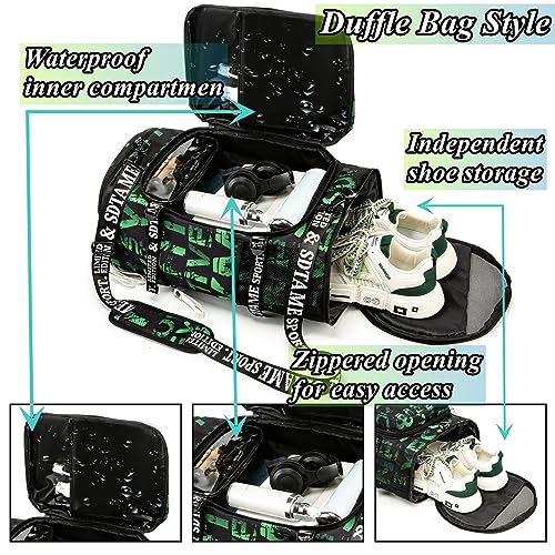 SDTAME Gym Duffel Backpack with Shoe Pocket & Laptop Sleeve - color: Green