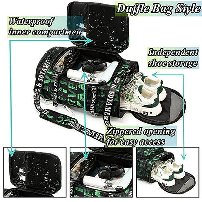 SDTAME Gym Duffel Backpack with Shoe Pocket & Laptop Sleeve - color: Green