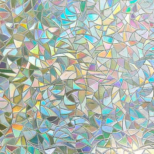 Rainbow Window Privacy Film, Half-Moon Pattern, No Glue, Anti-UV (17.5 x 157.4 Inch) - color: Rainbow, size: 17.5 x 157.4 Inch