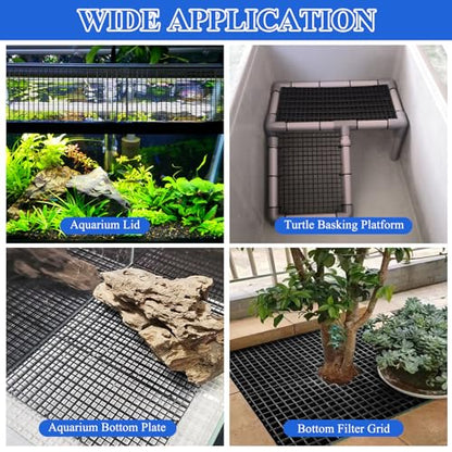 Supkiir 14pcs Aquarium Fish Tank Divider, Plastic Grate Isolation Board Partition, Black Aquarium Filter Bottom Tray Egg Crate Light Diffuser Grid Panel