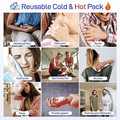 Ice Pack for Injuries Reusable, Ice Bag Reusable 11" Hot Water Bag for Hot & Cold Therapy, No-Leak Elastic Pink Ice Bag for Pain Relief, Menstruation Pain Injuries Muscle Strains - size: 11 Inch