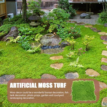 BESPORTBLE Artificial Moss Mat - Realistic Light Green Fake Grass Turf for Outdoor Landscaping, Window Display, Miniature Fairy Gardens, Easy to Install & Maintain
