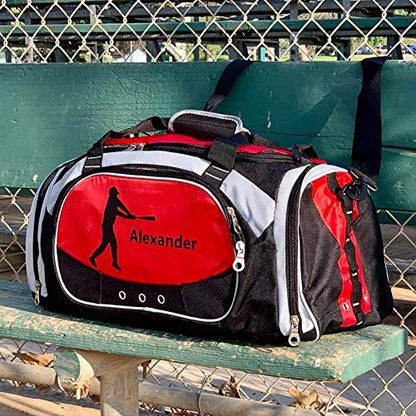 KishKesh Personalization Personalized Sports Duffel Bag With Custom Name & Text - Soccer Red 22" x 11" x 10" Polyester - color: Red, style: Soccer