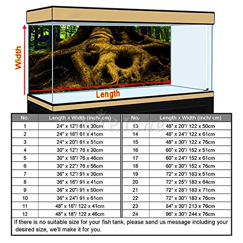 Large Tree Root PVC Aquarium Background Poster Fish Tank Decorations Landscape (48" x 18"/ 122 x 46cm) - size: 48" x 18"/ 122 x 46cm