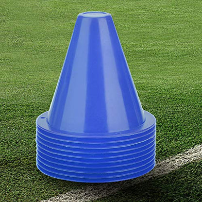 WNSC Football Marking Discs, Unbreakable PE Cone Shape 10pcs Football Cone, Improve The Controlling Ability of Football for Football Training Games for Boys(Blue)