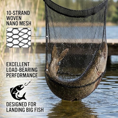 Kayak Fishing Net, Heavy Duty Fishing Net Replacement Netting, 10-Strand Nano Fabric, Hexagonal Mesh, Quick-Dry, 15.75x15.75 Inch Replacement for