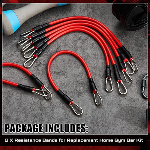 Liliful 8 pcs Resistance Bands for Working Out Additional Exercise Bands for Replacement Workout Equipment Elastic Stretch Legs Ankle Straps for Men Women Strength Training Fitness Gym Home, Red