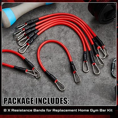 Liliful 8 pcs Resistance Bands for Working Out Additional Exercise Bands for Replacement Workout Equipment Elastic Stretch Legs Ankle Straps for Men Women Strength Training Fitness Gym Home, Red