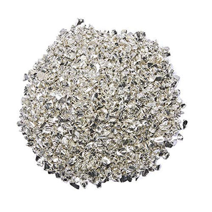 TWINKLING High Luster Fire Glass Gravel Stone Glitter,Broken Glass,Fire Gems Chips,Crushed Glass for Fire Pit Crafts Resin Art Aquarium Garden Decoration,3-6mm,1-Pound Jar (Silver)