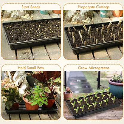 Gardzen 10 Pack Seed Trays, Reusable Plant Grow Trays, Ideal for Seed Starting, Microgreens, Indoor Gardening, and Greenhouse Nurseries - No Drain Holes, 20"x10" - size: 21L x 11W x 2.4H