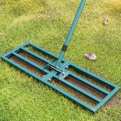 Lawn Leveling Rake Heavy Duty Stainless Steel Lawn Leveling Tool 30”x10” with 78” Adjustable Long Handle Leveling Rake for Soil,Ground,Backyard,Golf Field,Garden Tools Grass Seed Landscaping - style: 30"x10" Medium