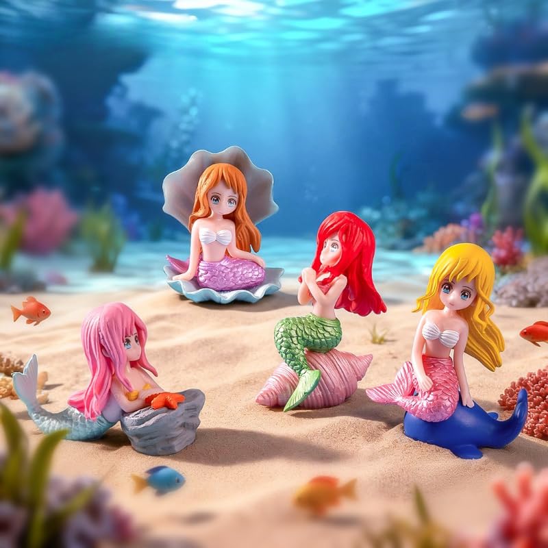 Shell Mermaid Micro Landscape Ornament, Cartoon Aquarium Decoration, Marine Scene Accessories for Fish Tank (style2)
