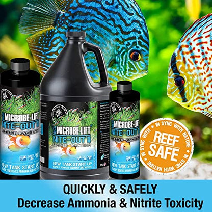 MICROBE-LIFT NITEH Nite-Out II Aquarium and Fish Tank Cleaner for Rapid Ammonia and Nitrite Reduction, Freshwater and Saltwater (64 Ounces) - size: 64 Ounces