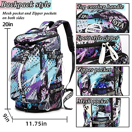 SDTAME Gym Duffel Backpack with Shoe Pocket & Laptop Sleeve - color: Multicolor