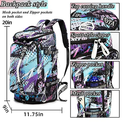 SDTAME Gym Duffel Backpack with Shoe Pocket & Laptop Sleeve - color: Multicolor
