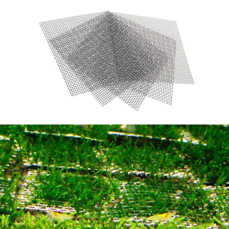 ULTECHNOVO 304 Stainless Steel Wire Mesh Pad for Aquarium Moss Net Water Grass Plant Fixed Net Tear Resistant Mesh for Fish Tank Decoration 3.14X3.14X0.03 Inches 10 Pack