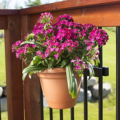 Deck Railing Container Holder/Bracket Kit for Round Pot Planters (8") Perfect for Deck Railing Container Gardens! - size: 8"