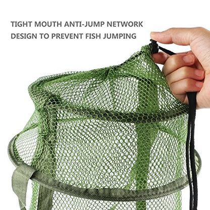 Collapsible Fish Basket Mesh Fish Trap Portable Fish Cage Foldable Fishing Keep Net for Keeping Fish Alive, Bait Storage Crayfish Crab Minnows Shrimps Lobsters