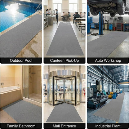 Non Slip Drainage Mats PVC Pool Floor Mat 0.23'' Thick Outdoor Indoor Parking Space Mat for Bathroom Garage Basement Backyard Commercial Kitchen 3x5Ft, Grey