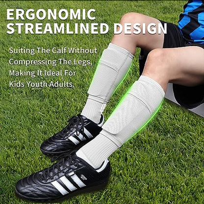 LPONJAR Soccer Shin Guards for Kids Youth Adults - color: White, size: Large ( 4'11" - 5'7" Tall )