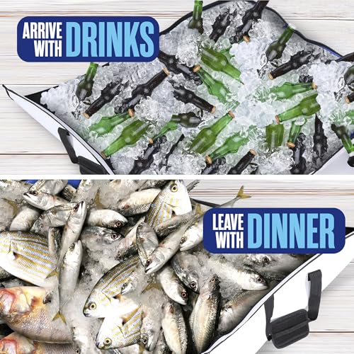 Houseables Fish Bag, Fish Kill Bag, Fishing Cooler, Insulated Carrier for Fishing, Cooling Gear, Big, Waterproof For Kayak, Transport, Weigh In, Catch, Ice, Tuna, Salmon, Bass, Trout, 41x16.5”, 72x30” - size: 72 x 30 Inch