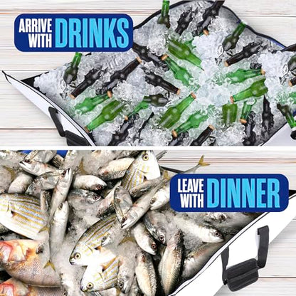 Houseables Fish Bag, Fish Kill Bag, Fishing Cooler, Insulated Carrier for Fishing, Cooling Gear, Big, Waterproof For Kayak, Transport, Weigh In, Catch, Ice, Tuna, Salmon, Bass, Trout, 41x16.5”, 72x30” - size: 72 x 30 Inch