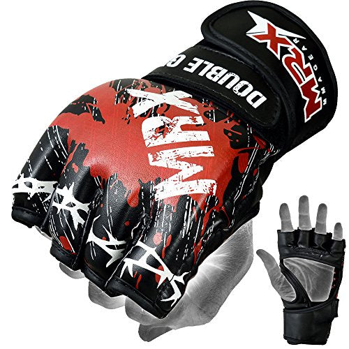 MRX MMA Grappling Gloves Cage Fighting Sparring Leather Glove Training Blood Series - size: Small