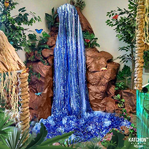 KatchOn Xtralarge Blue Fringe Backdrop - 8x3.2 Feet, Pack of 2 | Blue Streamers, Ocean Decorations | Under The Sea Party Decorations