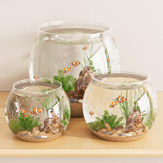3pcs Plastic DIY Fish Bowls - 640oz/135oz Round Clear Fish Tanks 5 Gallon Aquarium, Hydroponic Planter, and Multi-Use Container for Flower Vase, Carnival Prizes, Party Centerpieces, and Home Decor