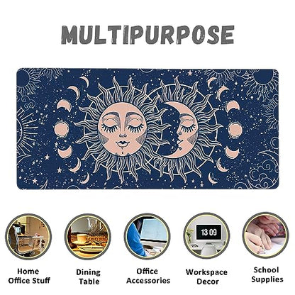 Large Mouse Pad Magic Moon and Sun Extended Gaming Mouse Pad Non-Slip Desk Mat with Stitched Edge Laptop Computer Keyboard Mousepad for Office Home 35.4" x 15.7" - color: Magic Moon and Sun