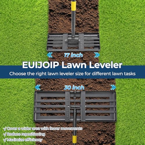 Professional Lawn Leveling Rake 30x10 Heavy Duty - Oversized Leveling Tool with 80" Stainless Steel Handle, Foldable Landscape Grading Rake for Soil Sand Topdressing & Seeding - size: 30x10"(Foldable), 80"