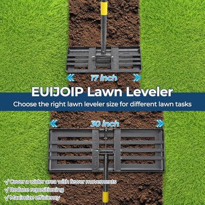 Heavy Duty Lawn Leveling Rake 30x10 with 72" Adjustable Handle - Commercial Grade Landscape Grading Tool, Foldable Yard Leveler for Soil Sand & Topdressing | Stainless Steel + Ergonomic Design - size: 30x10"(Foldable), 72"
