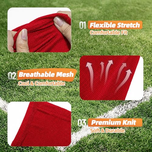 Shin Guard Sleeves 2 Pairs, Soccer Sleeves for Kids & Youth Ages 3-15 - color: Red, size: S (3'3''-3'10''/3-5Y)