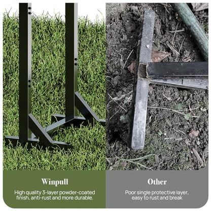 Garden Hose Holder, Metal Freestanding Hose Stand with 4 Spikes, Holds up to 150FT Hose, Sturdy Hose Reel Alternative, Heavy Duty Hose Storage for Outside Yard Lawn - color: Black-double