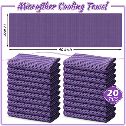 Redbaker 20 Pcs Cooling Towel Ice Towel with Bag for Neck Face, Purple - color: Purple