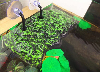 Turtle Climbing , Basking Automatic Floating Pier Terrapin Dock Reptile Ramp Terrarium Ornament with Suction Cup for Semi Aquatic Animals(L)