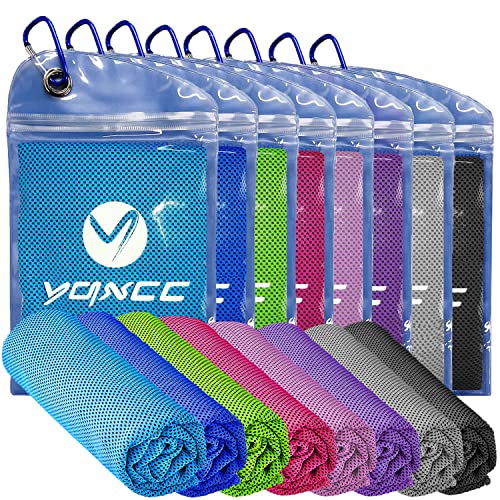 YQXCC 8 Pack Cooling Towels (47"x12"), Ice Cool Towels for Neck & Face - color: 8 Multiple Colors